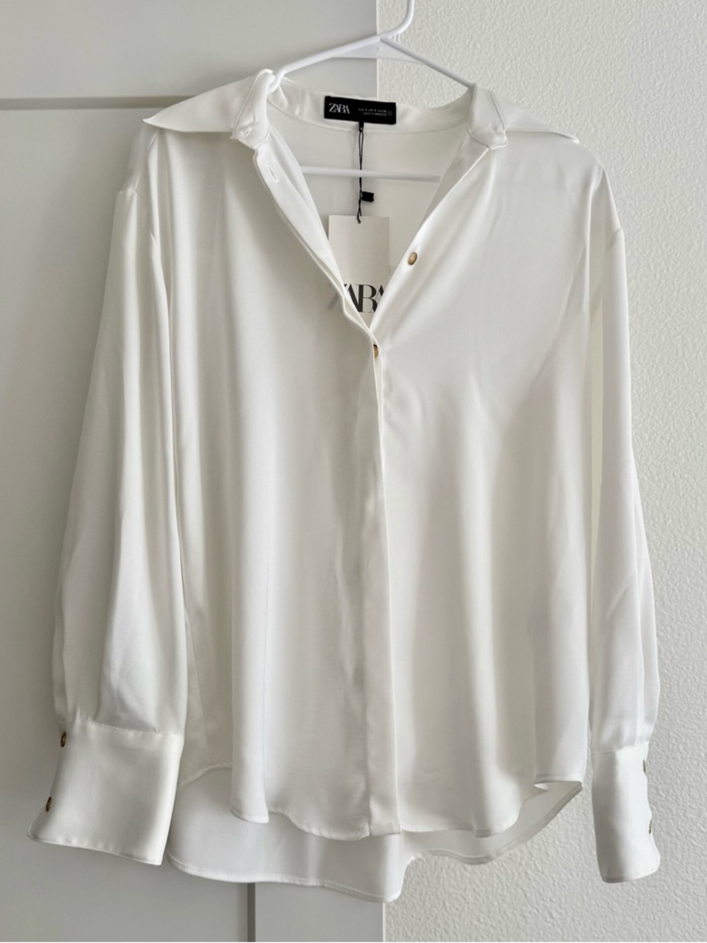 ZARA White Long Sleeve Blouse